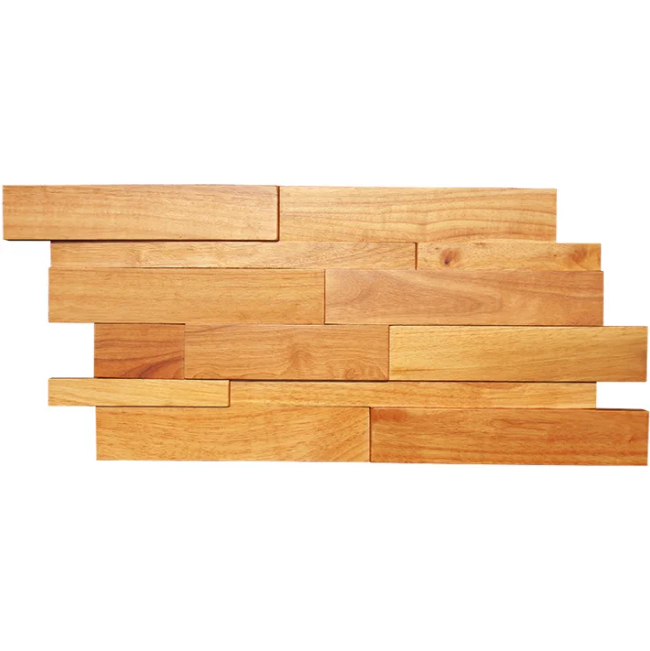 6 PCS Brick Interlocking Solid Wood Tile Backsplash 3D Pattern Panel Wooden Mosaic Wall Tiles DQ028