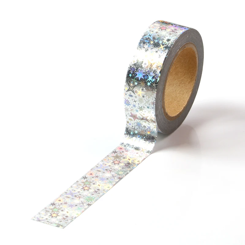 15mm*10m The shining stars laser Masking Washi Tape Decorative Adhesive Tape Decora Diy Scrapbooking Sticker Label Stationery