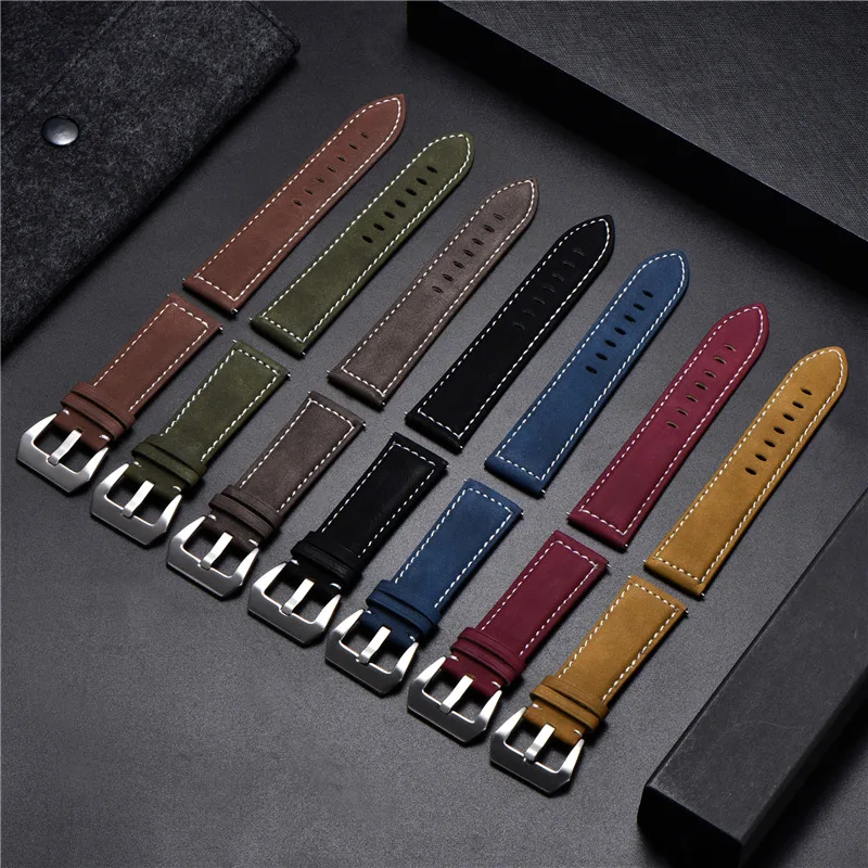 Vintage Matte Male Watchband 18mm 20mm 22mm 24mm Leather Men Strap Watch Accessories Luxury Watch Straps