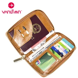 Porte-cartes antivol en cuir, portefeuille de voyage, sacs de passeport, étui RFID, protection anti-démagnétisation, ensemble de cartes bancaires, sac de protection NDavid