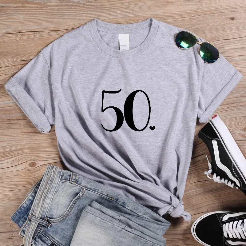 Fifty 50th Birthday Born In 1970 Lady Women Shirts Fashion Graphic 100%Cotton Short Sleeve Top Tees O Neck Casual Unisex Tshirts