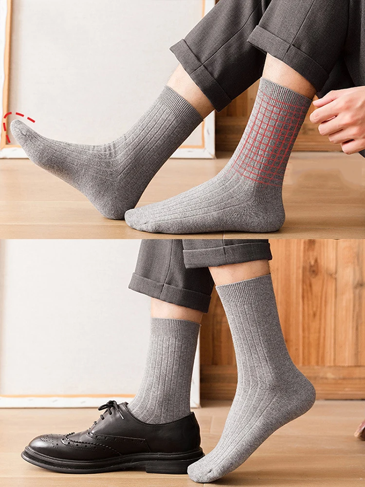 3 Pairs Quality 98% Cotton Brand Business Men Socks Solid Color Large Plus Big Size45,46 Crew Calcetines Hombre Comfort Seamless