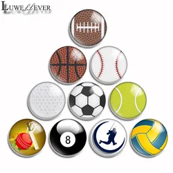 10mm 12mm 16mm 20mm 25mm 30mm 562 Sport Ball Mix Round Glass Cabochon Jewelry Finding 18mm Snap Button Charm Bracelet