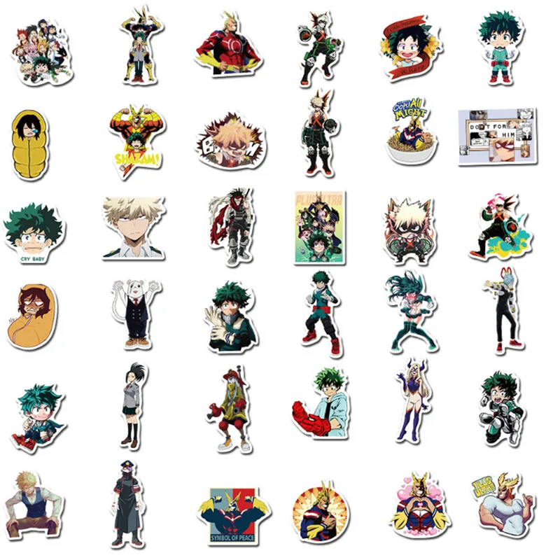 10/30/50/100pcs  My Hero Academia Anime  For Snowboard Laptop Luggage Fridge Car- Styling Vinyl Decal Home Decor Stickers