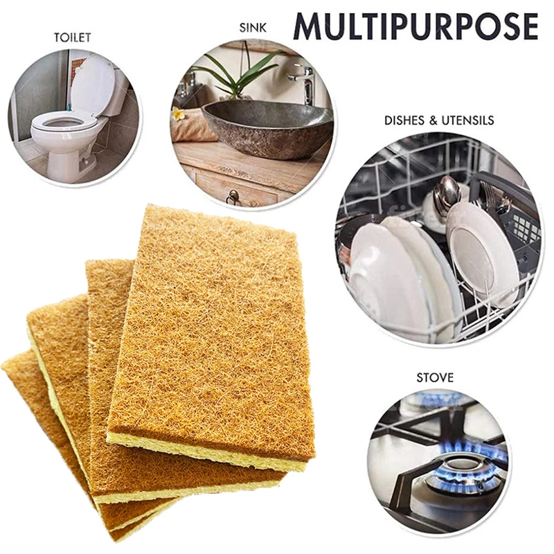 Coconut Cellulose Dishwashing Sponge Set Ecological Product Floristic Natural Scrubber Reusable Kitchen Small Items Eco Friendly