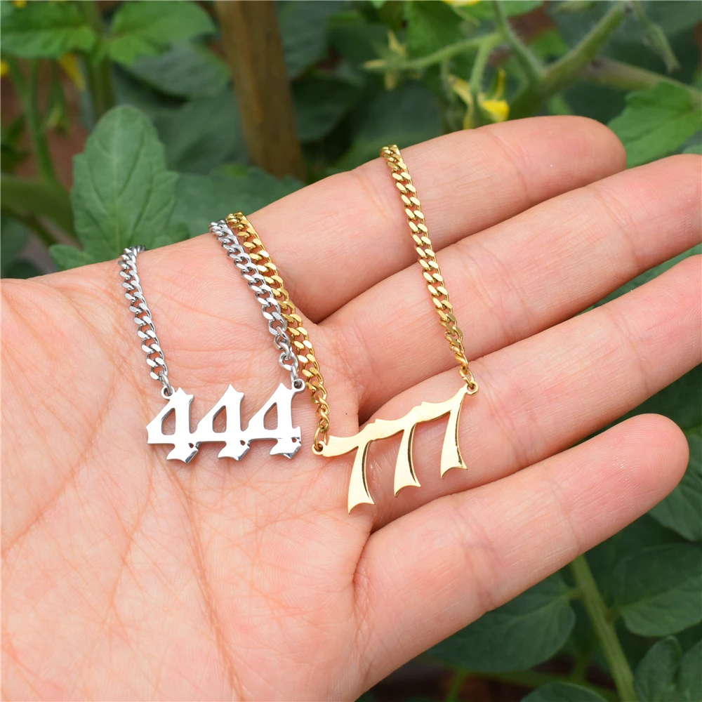 Cuban Chain Devil Necklace 111 222 333 444 555 666 777 888 999 Angel Number Necklaces Stainless Steel Pendant Punk Jewelry