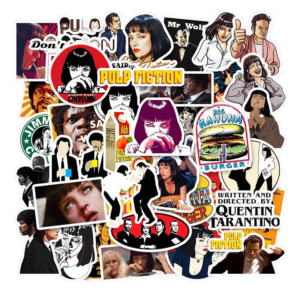 10/30/50PCS Pulp Fiction Movie Cartoon Stickers fai da te Bike Travel bagagli Car Guitar Laptop adesivi scherzo impermeabili giocattolo classico