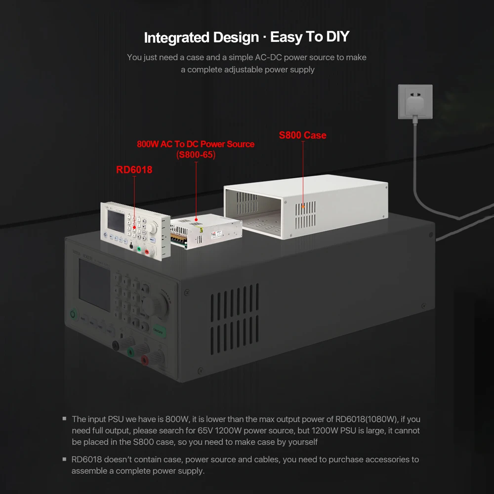 RD6018 18A Constant-Voltage and Constant-Current Direct-current Power-Supply Module Keypad PC Software Wifi Phone App Control