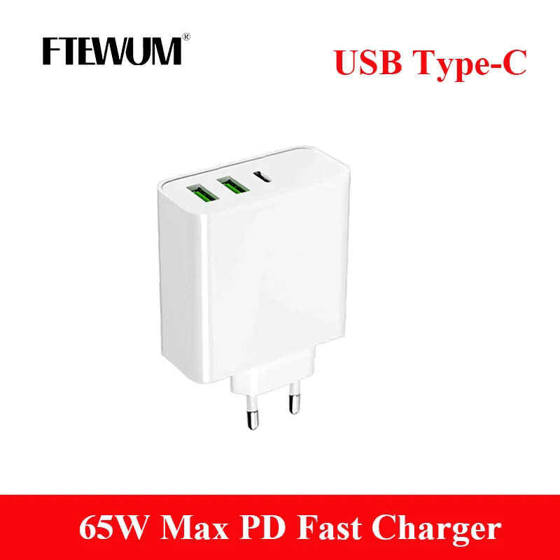 

USB Type C 20V 3.25A 65W Max PD Fast Charger Laptop Adapter PD653A QC 3.0 Charger For HP Macbook Lenovo ASUS iPhone Xiaomi iPad