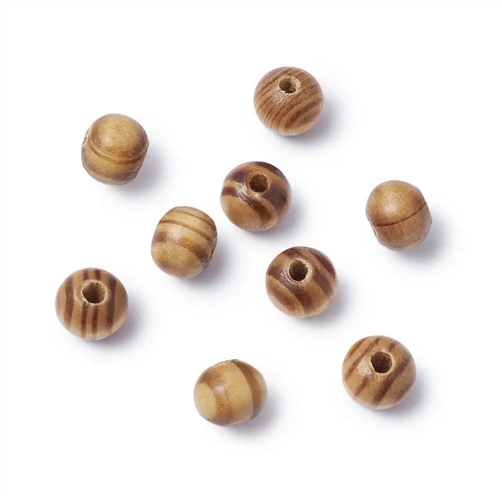 200pcs/lot 8mm Vintage Natural Big Hole Wood Beads Fit Necklace Bracelet Charm Loose Wood Spacer Beads for Diy Jewelry Making