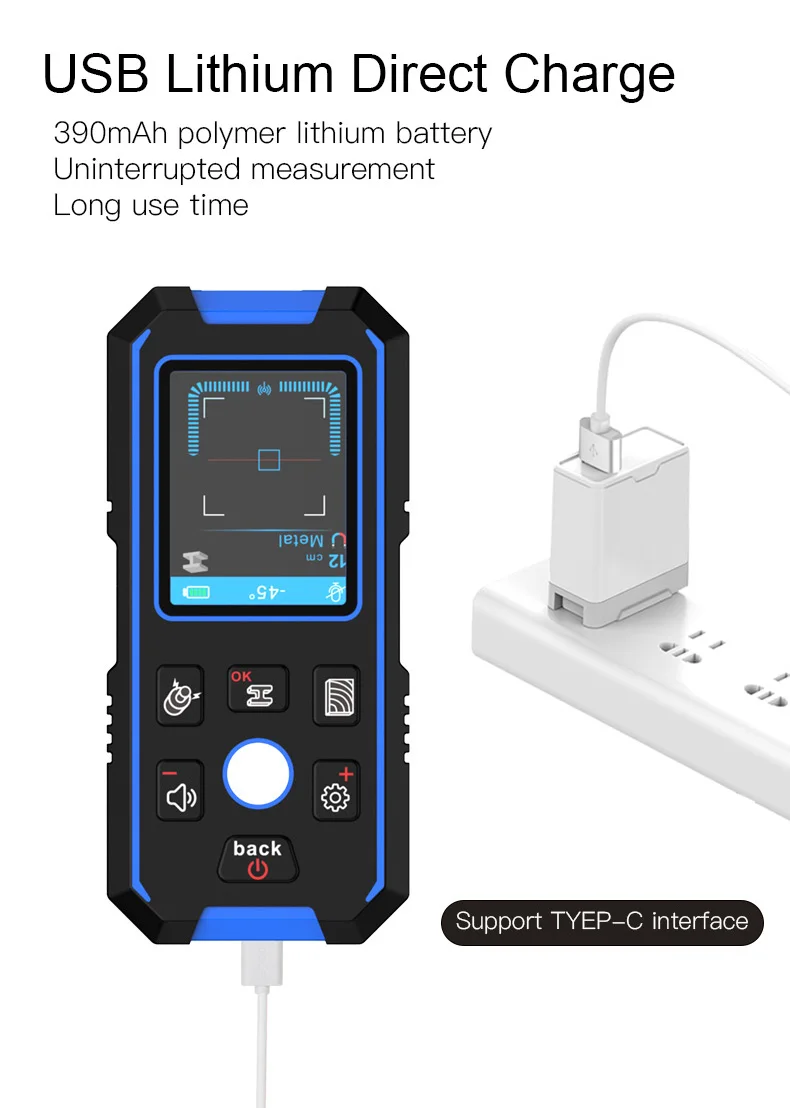 Noyafa NF-518 Metall detektor hinter leuchtet schwarz AC Holz Bolzen Finder Kabel Drähte Tiefe Tracker underground Wand scanner LCD HD-Display – Detail 10