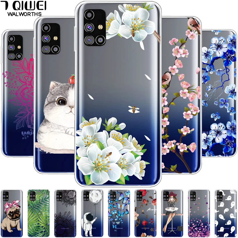 Clear Soft Cover for Samsung A31 A41 A51 A71 Case TPU Transparent Lovely Fashion Cases for Galaxy A71 Silicone Bumper Cat