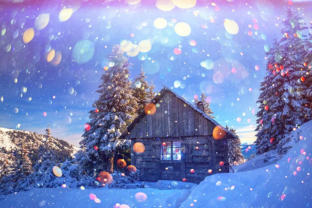 White Snowflake Photography Background Decoration Christmas Tree Photography Photo Forest Wonderland Hut Christmas Decorations