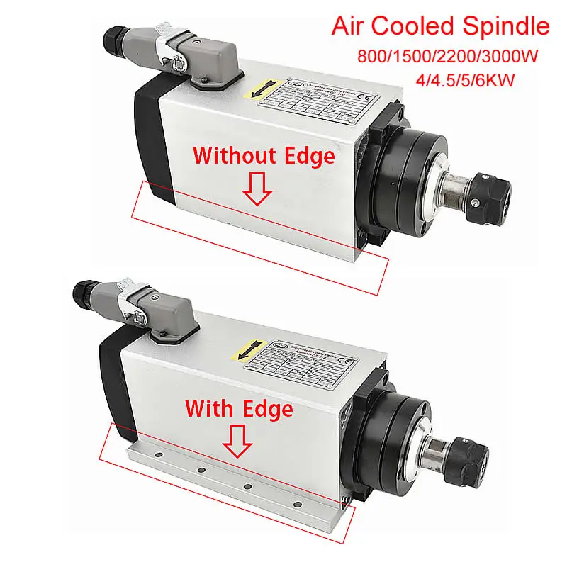 CNC 1.5kw 3kw 4kw 4.5kw 6kw Square Air Cooling Spindle ER11 Air-cooled Milling Spindle with ER20 Collet for DIY Cnc Machine