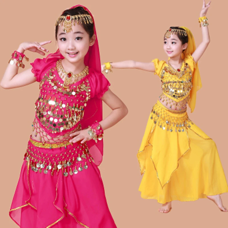 

Belly dance costume children's oriental dance girl belly dance indian dance short sleeve suit belly dance costume