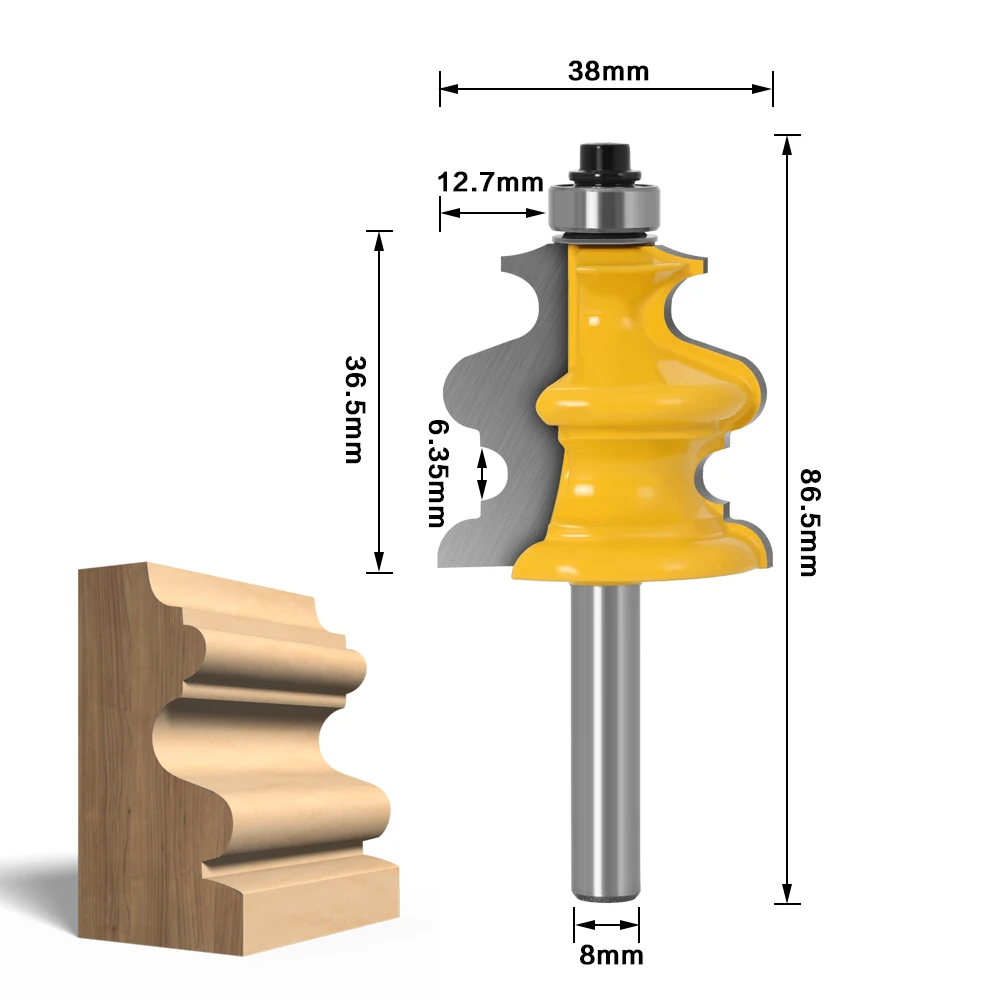 3PC 8mm Shank Casing & Base Molding Router Bit Set CNC Line knife Woodworking cutter Tenon Cutter for Woodworking Tools