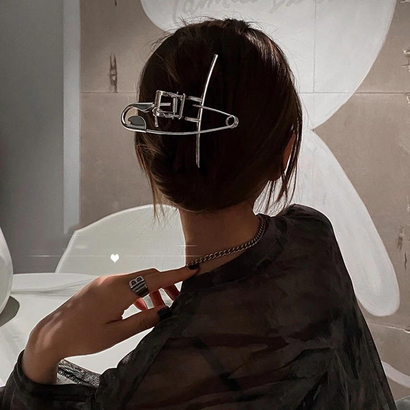 Ruoshui Frau Neuheit Unregelmäßigen Haarnadeln Punk Stil Metall Silber Haar Krallen Barrettes Frauen Haar Zubehör Haar Clips Hairgrip – Detail 7