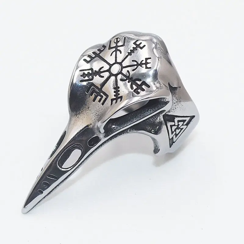 Trend Slavic Compass Skull Rings for Men Retro  Crow Skull Ring Punk Style Jewelry Gift