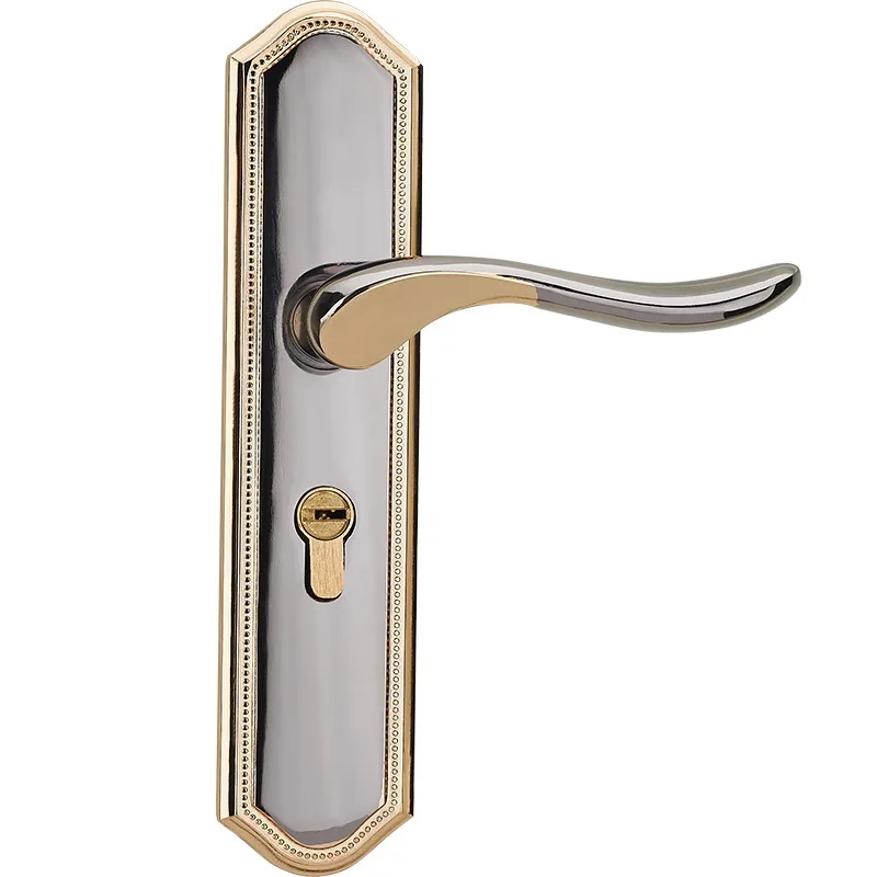 The new indoor bedroom door lock European simple door handle mutes the gold lock