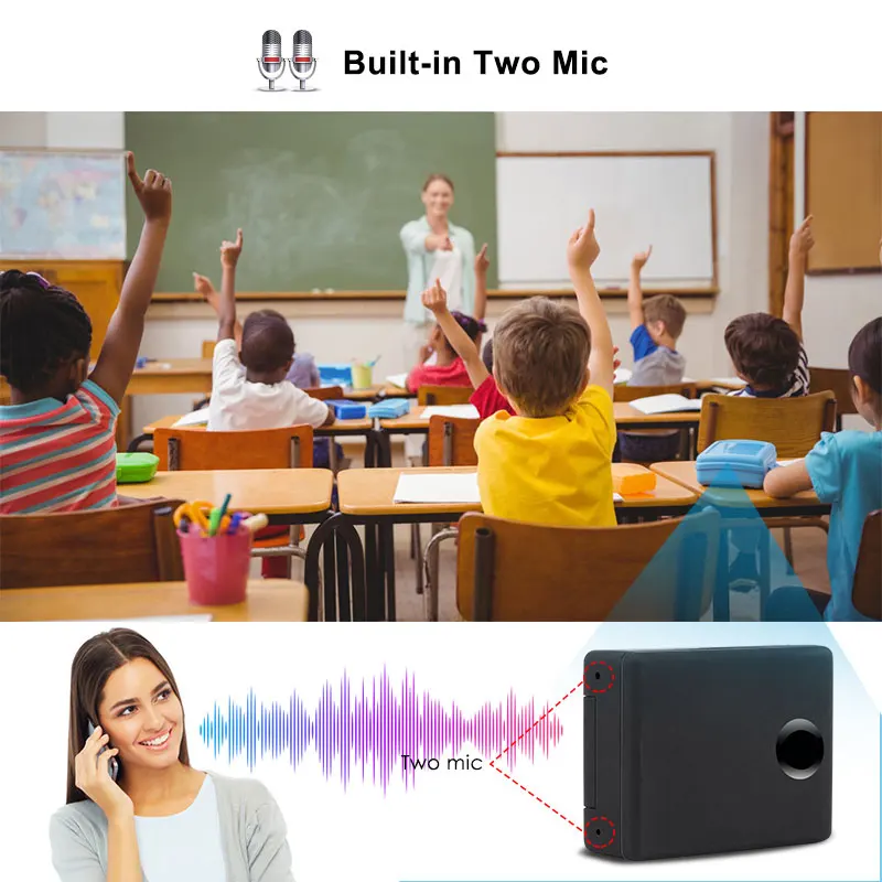 Mini GSM Listening Device N9 In Acoustic Alarm GSM Monitor Voice Surveillance System Quad Band 2 Mic Two-Way Auto Answer