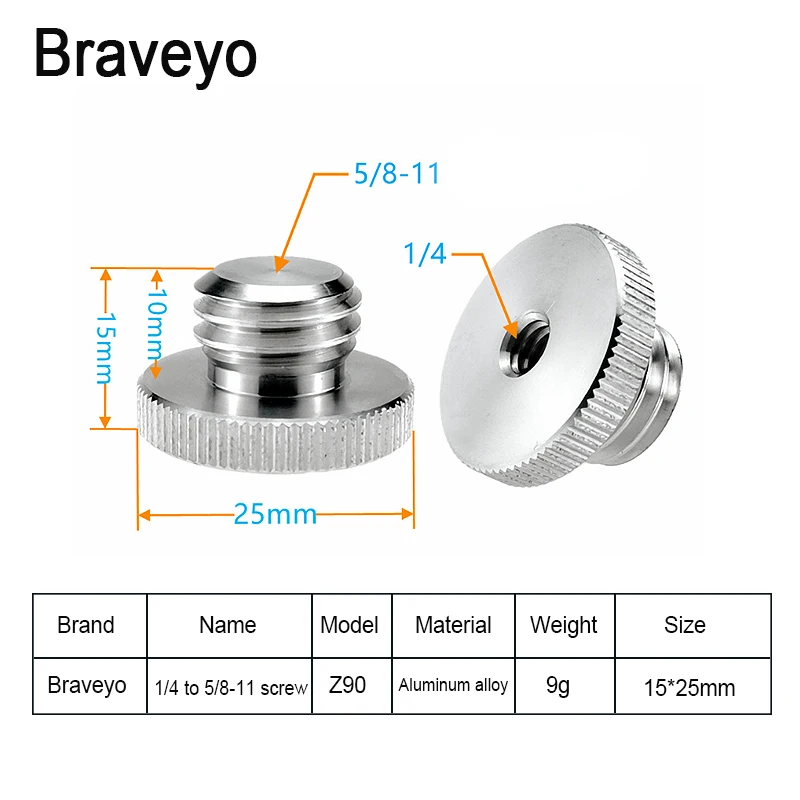Conversão Parafuso para Laser Nível Medidor, Tripé Adaptador, Fotografia Acessórios, Quick Release Mount Parafuso, 1/4 a 5/8 polegadas