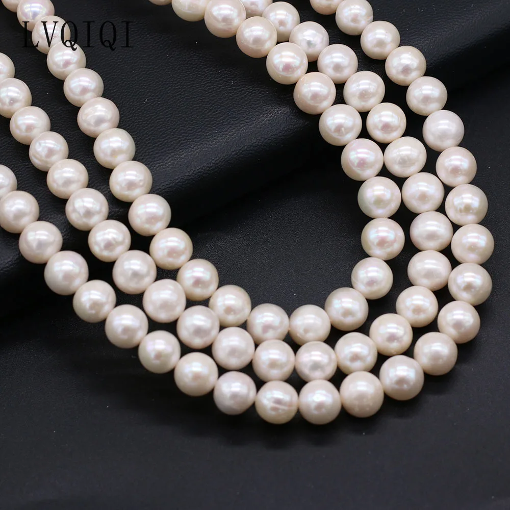 LVQIQI Top Natural Freshwater Pearl White Round Loose Pearls For Jewelry Making DIY Charms Bracelet Necklace Earring Accessories