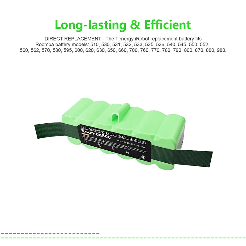 Powtree 6400mAh 14.4V ليثيوم أيون بطارية قابلة للشحن ل اي روبوت رومبا 500 550 620 650 760 770 800 سلسلة مكنسة كهربائية البطارية