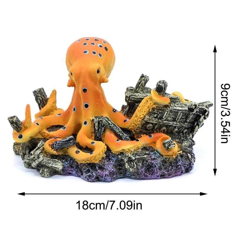 Resin Octopus Statue Ornaments Landscaping Accessories For Turtle Fish Tank Aquarium Decoration Fishbowl Background Decoration