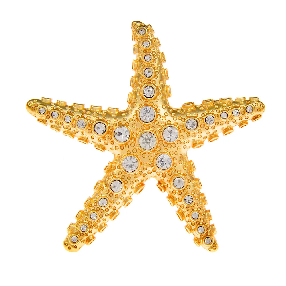 CINDY XIANG Rhinestone Satrfish Brooch