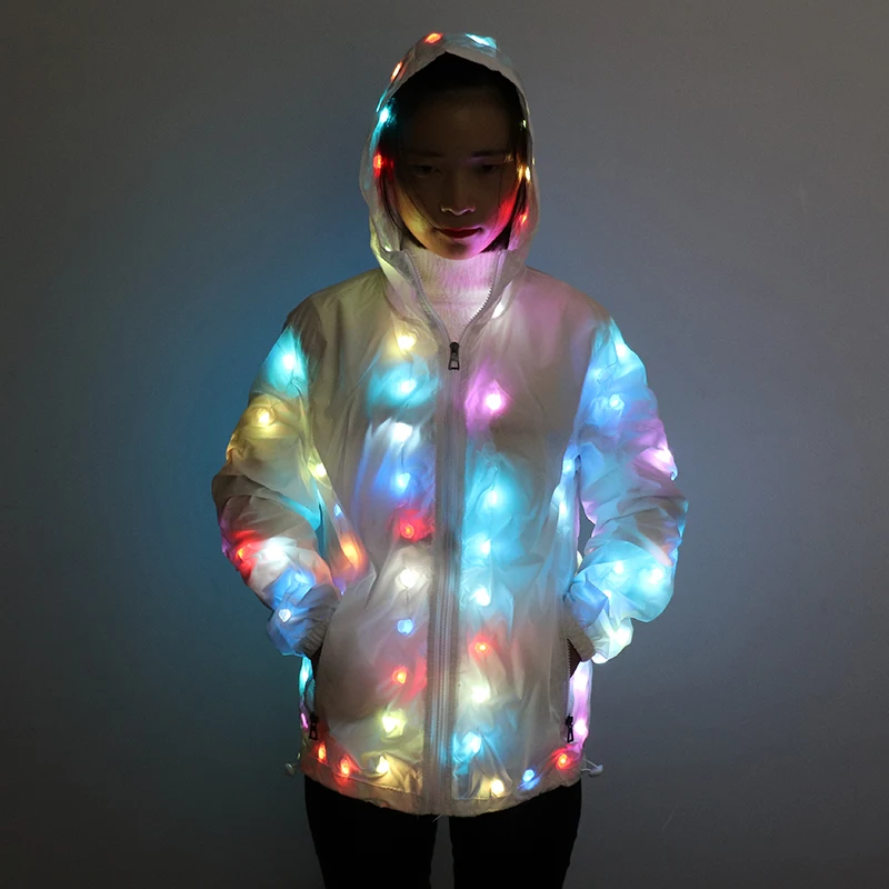 Colorful Coat LED Luminous Costume Dancing Clothes LED Lighting Jacket Suits Christmas Event Party Light Up Couple Set Clothing