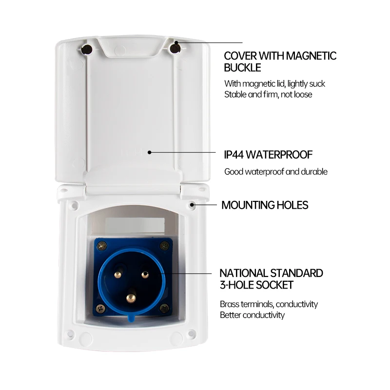 RV External Power Connector 220V-240V 16A External Flush Hook Up Waterproof Plug Socket  Camper Caravan Accessories