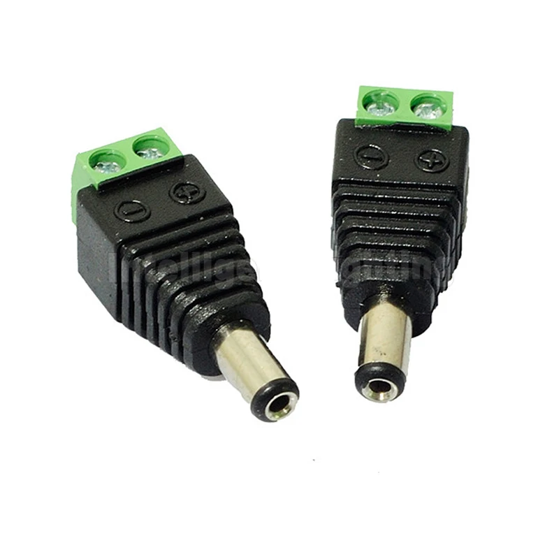 Power Jack Adapter Plug 5.5x2.1mm Female Male DC Connector for Led Strip 3014 3528 5050 5630 5730 Single Color light CCTV Camera