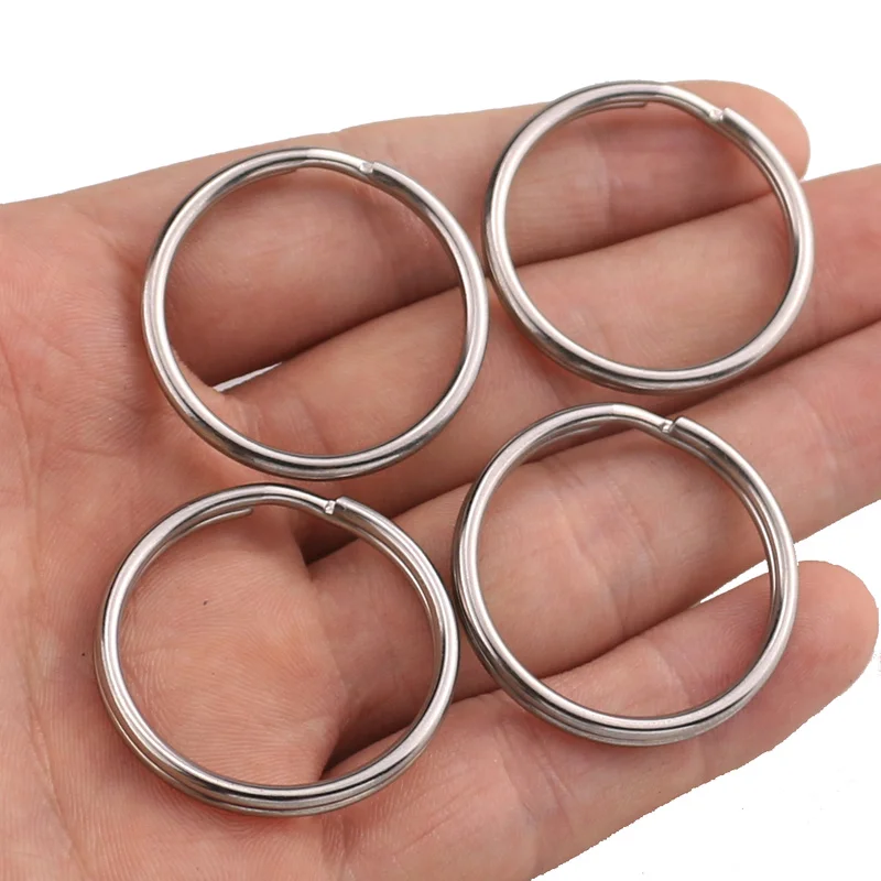 10pcs/lot Stainless Steel Hole Key Ring Key Chain 15/20//25/28/30/32/mm Women Steel Round Split Cute  Keychain Gifts for Men