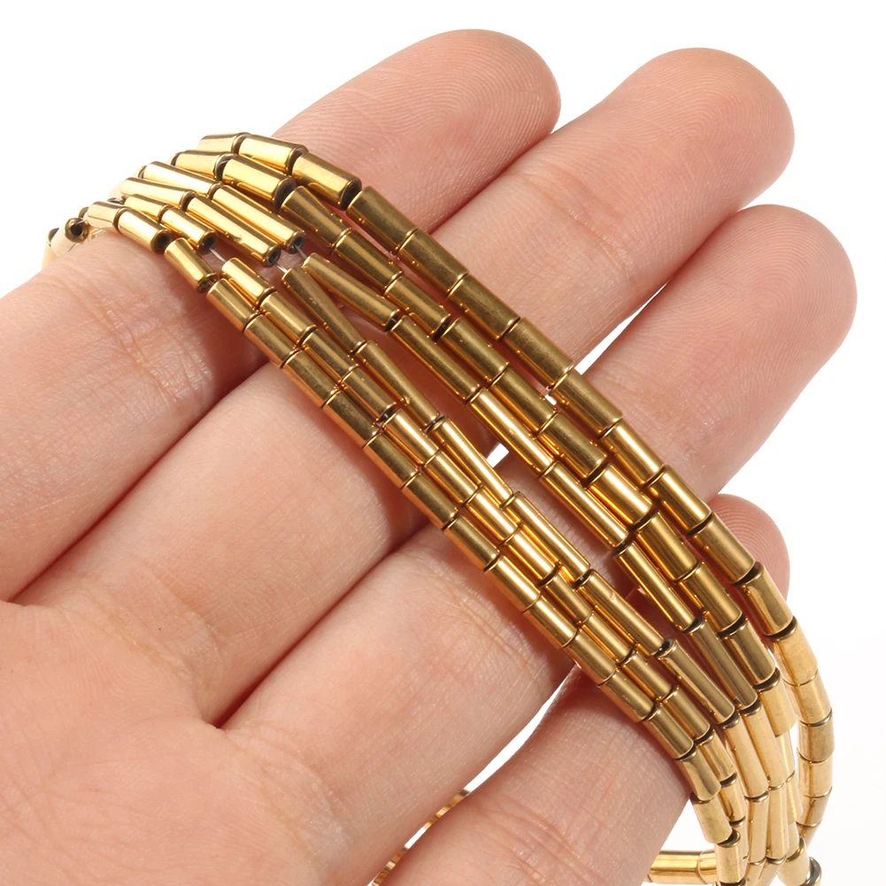 AAA+ Color Retention Gold-Plated Hematite Beads Natural Stone Round Cube Spacer Loose Beads for jewelry Making DIY Bracelet 15\'\'