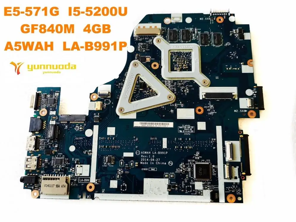 Original for ACER E5-571G laptop motherboard E5-571G  I5-5200U  GF840M  4GB  A5WAH  LA-B991P tested good free shipping