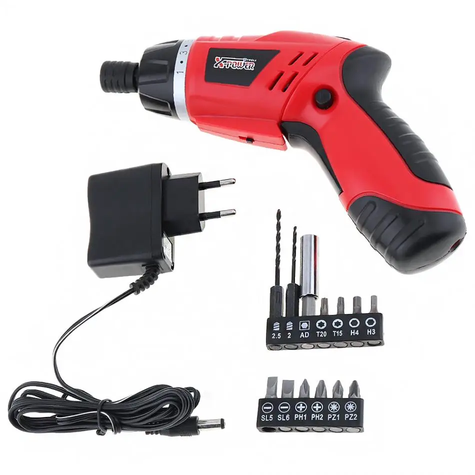 4.8V Electric Screwdriver Mini Drill Set with LED Lighting and Two-way Rotating Head Multifunctional Power Tools for Home