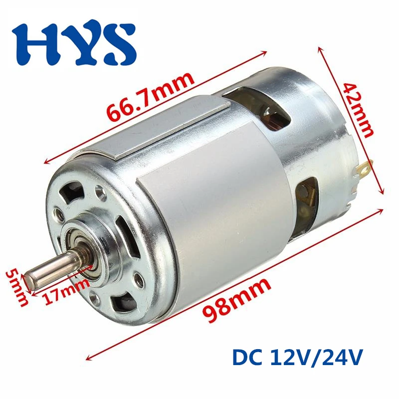 775 Motor 80W 150W 288W DC 12V 24V High Speed 4000-12000rpm Large Torque Electric Moteur 12 Volt V Ball Bearing DIY Cutting