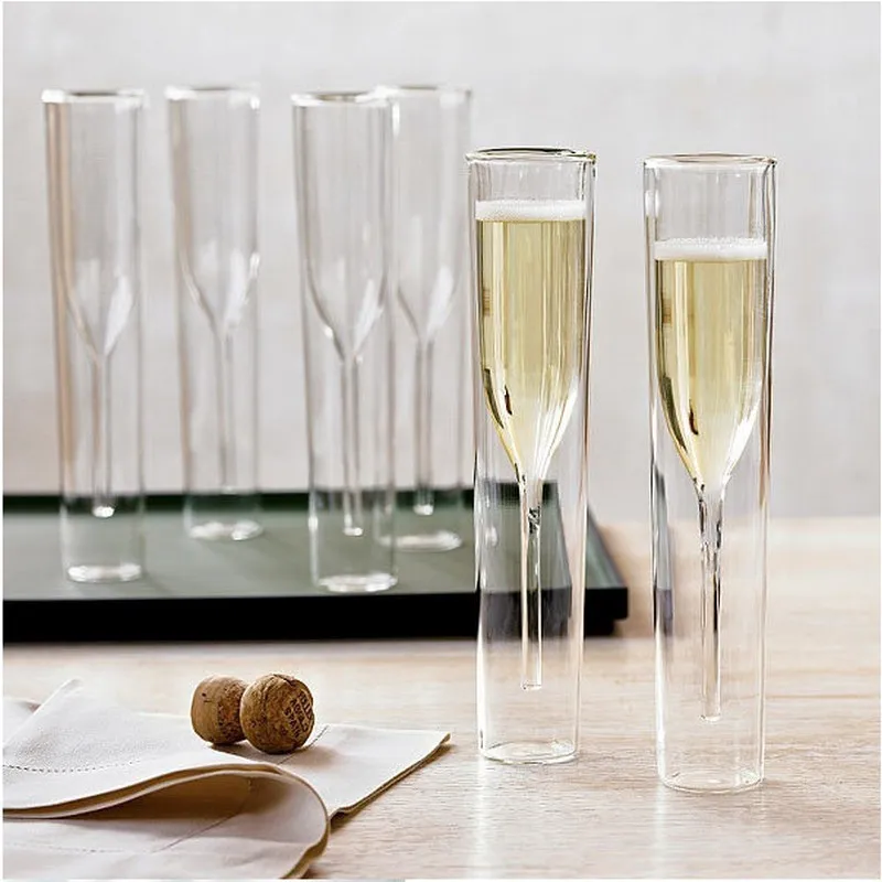 Champagne Glas Double Wall Bril Fluiten Goblet Bubble Wijn Tulip Cocktail Bruiloft Cup Toast Bodum Thule Xicaras Copo