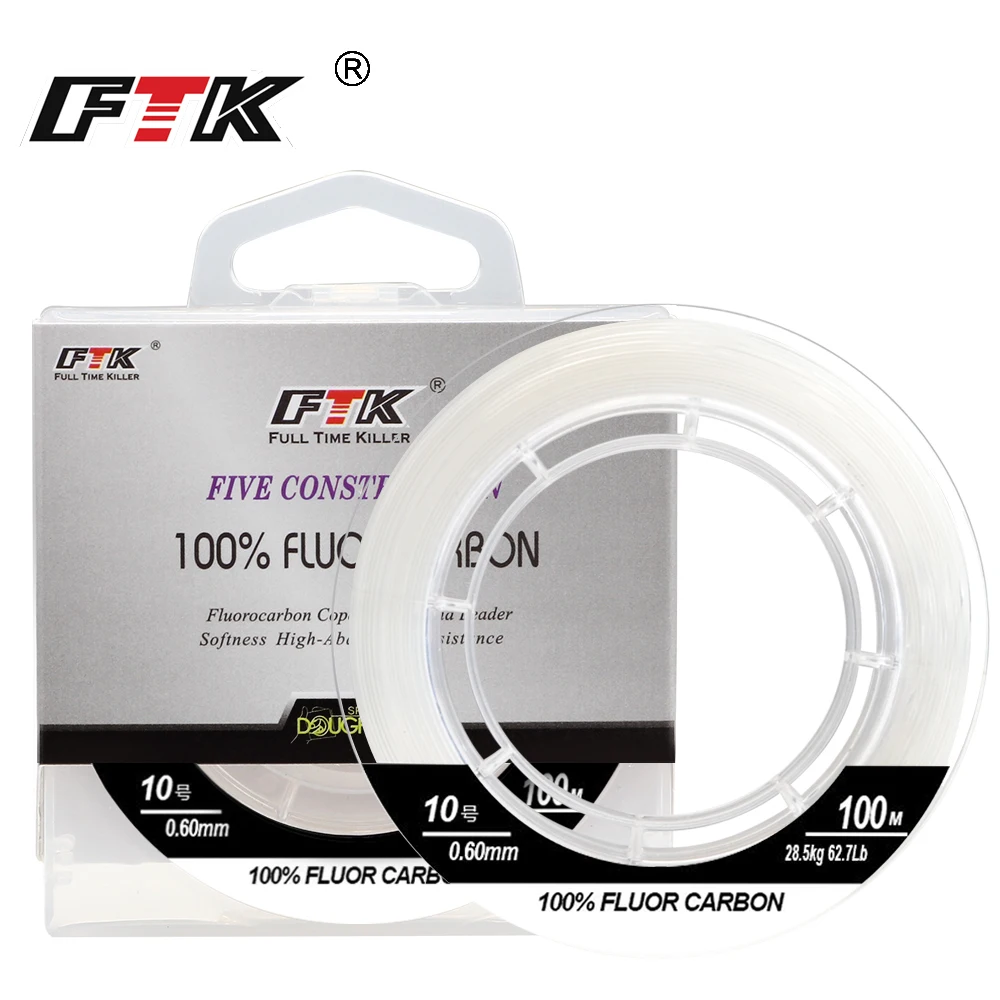 FTK 100m 100% FluoroCarbon Line Fishing Line Japan 0.14mm-1.0mm 5.5LB-130.9LB Fishing Wire Fishing Braid Mono Fishing Line