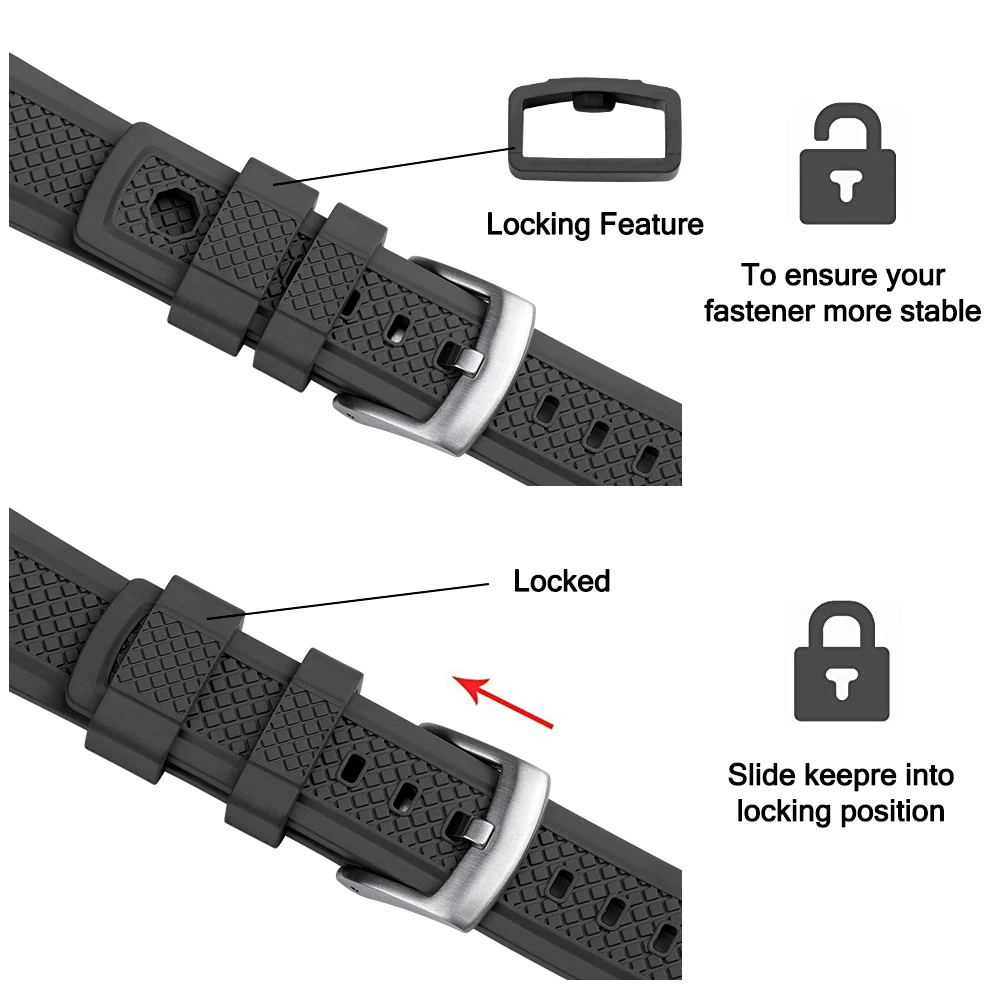 New Fluororubber Watch Strap FKM Watch Band 20mm 22mm Quick Release Huawei Samsung Garmin Watch Replacement Watchband