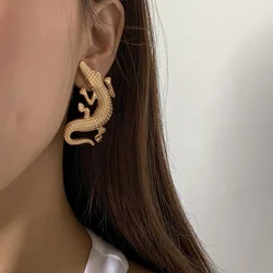 Pendientes de cocodrilo exagerados para mujer, joyería de moda, pendientes de gota de Metal de Hip Hop, accesorios finos, 2021