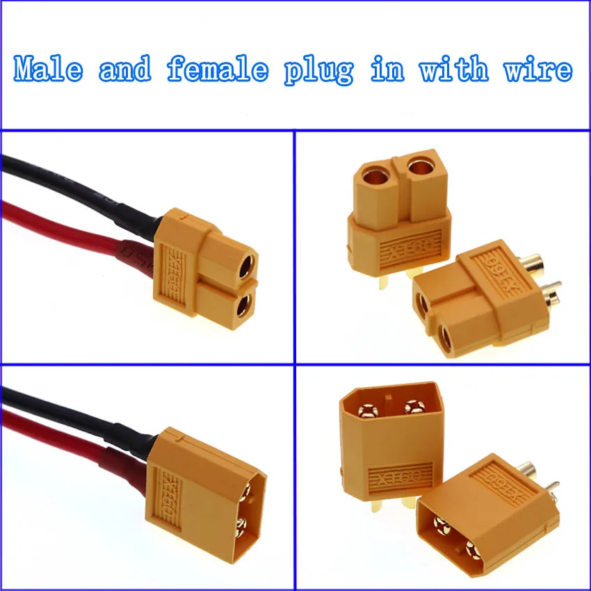 12AWG XT60 Male Female Conversion Plug Connection Cable With Silicone Extension Lead Wire Battery Connector To 10/20/50/100CM