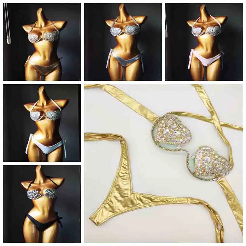 

2020 venus vacation latest diamond bikini set bandage swimwear rhinestone bling stones bathing suit sexy women beachwear