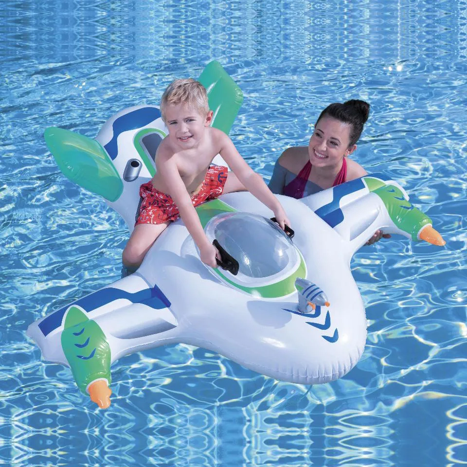 

Children's Water Jet Fighter Inflatable Mounts Baby Spaceship Floating on Water Cushion Swimming Ring Baby Floating Bed