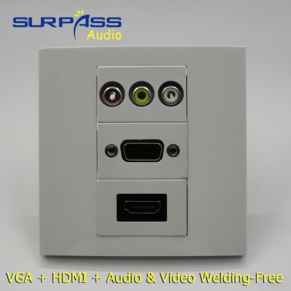 VGA + HD-MI + Audio & Video Welding-Free Socket TV Audio Plug Face Plate 4K Wall 86 New Multimedia Panel Socket