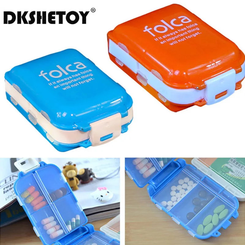 8 Grids Folding Pill Box Medicine Drug Pills Organizer Storage Boxs Portable Travel Capsule Tablet Container Empty Pill Cases