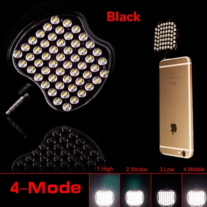 Portable 4 Mode Universal Light Mobile Phone Lens 54 LED Apple Shape Fill Flash High Brightness Light Lamp Only 3.5mm socket