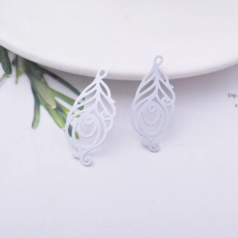 50 Stück AC12478 30*14mm Messing-Federanhänger DIY Schmuck Ohrring-Zubehör – Detail 12