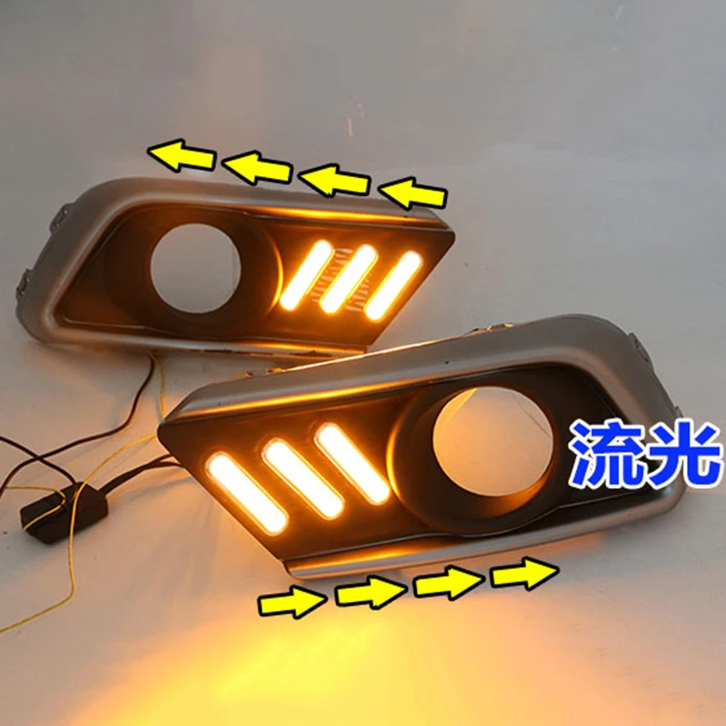 2PCS LED Daytime Running Light Turn Yellow Signal Relay Waterproof Car 12V LED DRL For Suzuki Swift 2013-2016