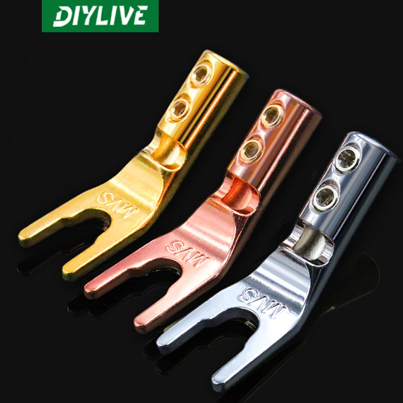 DIYLIVE MVS miedź rodowane audio u-type wtyczka zasilania wzmacniacz wtyczka przewód głośnikowy złącze y-free spawanie
